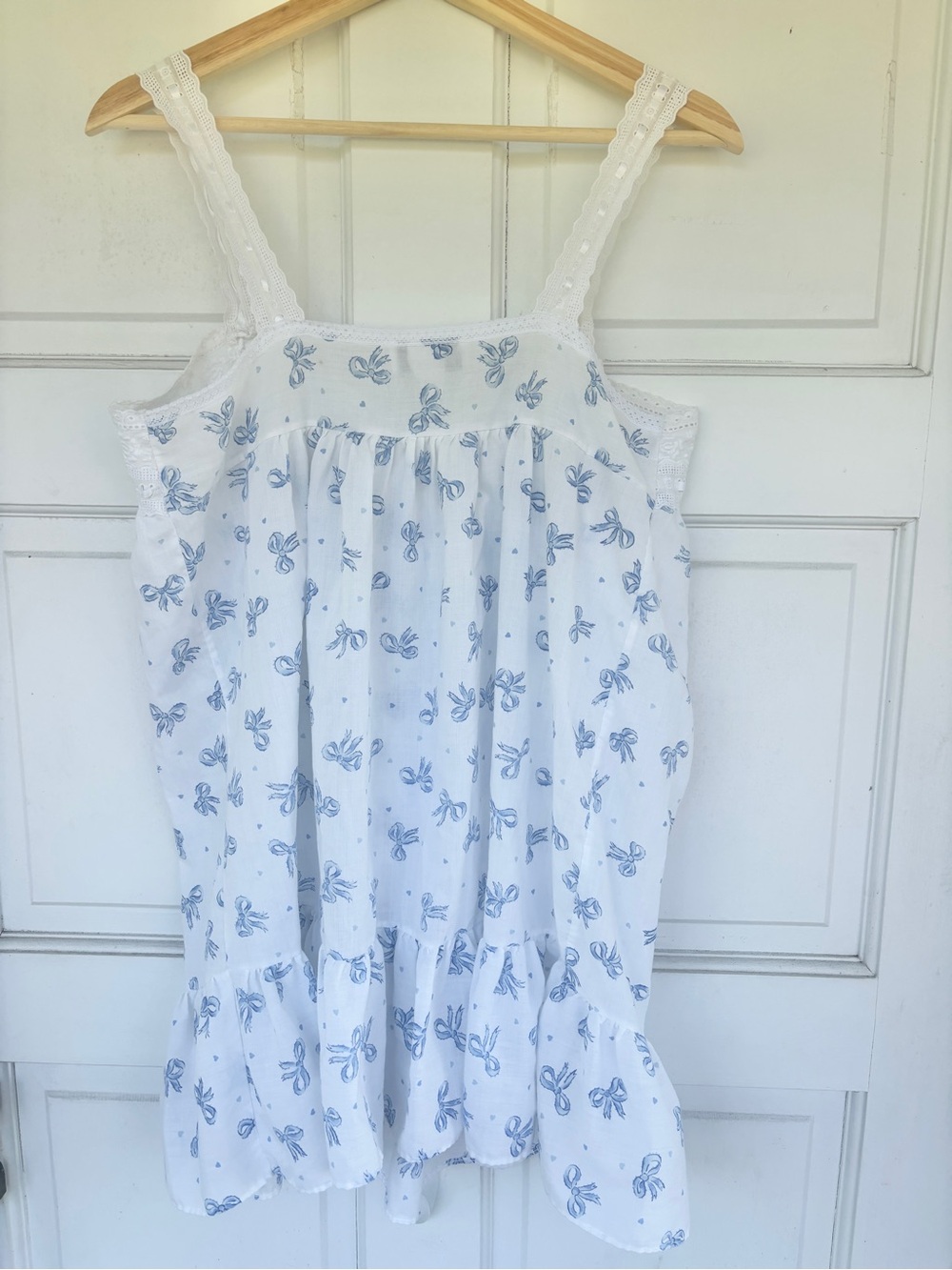 Vintage Willow Creek Blue Bow Lace Cottagecore Tradwife Coquette Nightgown M - Picture 8 of 12